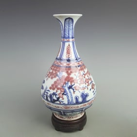 BLUE AND WHITE YOU LI HONG COLOR PORCELAIN VASE