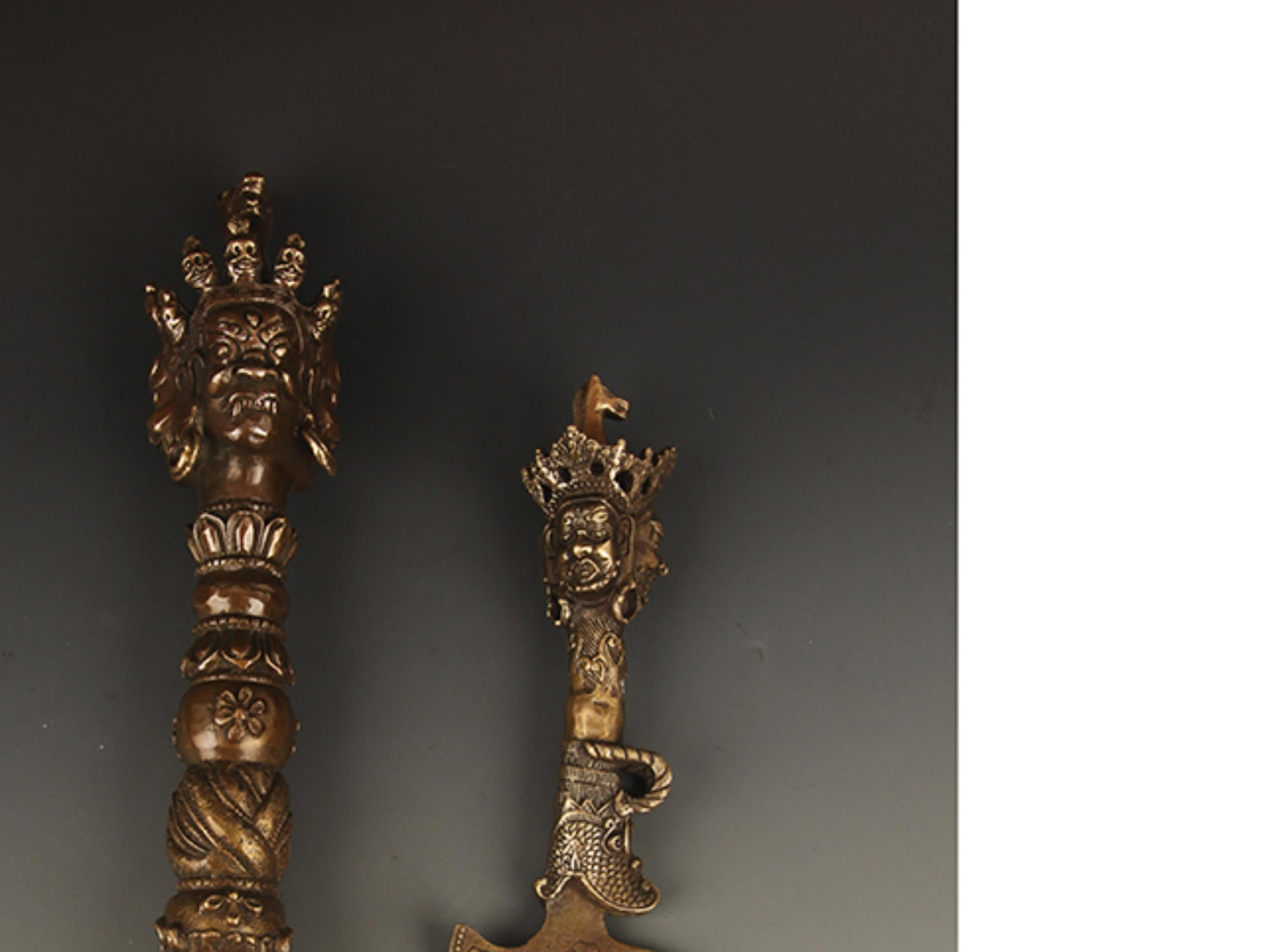 PAIR OF TIBETAN BUDDHA PHURBA: 20th Century; Long: 7.25 inch; -14.00 inch;