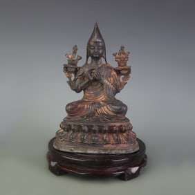 BRONZE TIBETAN BUDDHIST TSONGKHAPA STATUE