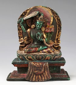 TIBETAN BUDDHIST MANJUSHRI BODHISATTVA TURQUOISE STATUE