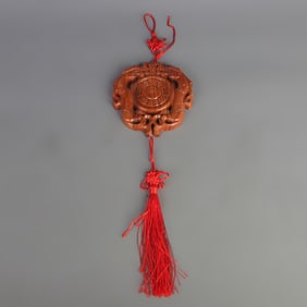 PEACHWOOD CARVING MADE DOUBLE-DRAGON HOME DECORATION