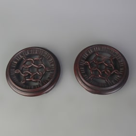 PAIR OF ROSEWOOD HOLLOWED CARVED INCENSE BURNER BASES