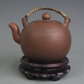 CHEN MINGYUAN STYLE PURPLE CLAY TEAPOT WITH HANDLE