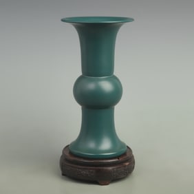 PEACOCK BLUE GLAZE PORCELAIN FLOWER VASE