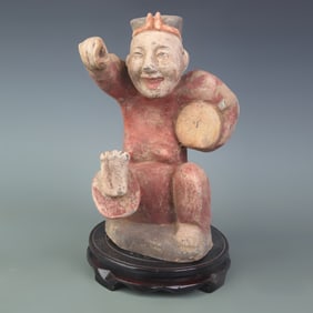 PAINTED POTTERY FIGURE FIGURINE