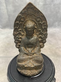 CAST IRON SEATED SHAKYAMUNI BUDDHA STATUE