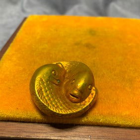 QING DYNASTY TWIN FISH MIXED METAL PAPERWEIGHT