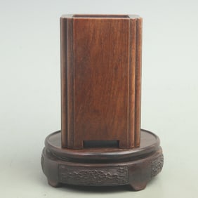 ANTIQUE REDWOOD SQUARE BRUSH POT