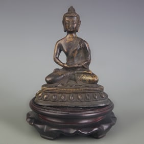 A FINE BRONZR SHAKYAMUNI BUDDHA STATUE