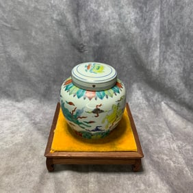 FAMILLE ROSE HEAVEN CHARACTER JAR