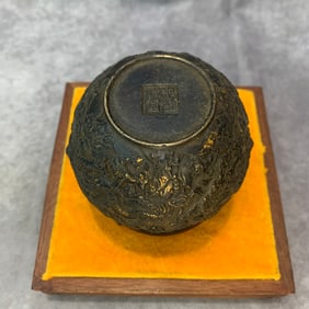 A FINE ROUND BEAST EAR BRONZE CENSER