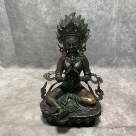 TIBETAN GILT BRONZE VAJRASATTVA STATUE