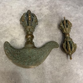 GROUP OF TWO TIBETAN BUDDHISM RITUAL INSTRUMENTS