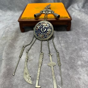 SILVER ENAMEL JEWELRY NECKLACE