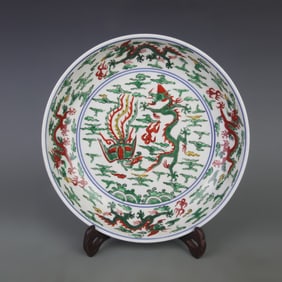 WUCAI DRAGON AND PHOENIX PATTERN PORCELAIN PLATE