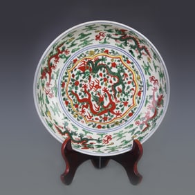 WUCAI DRAGON PATTERN PORCELAIN PLATE