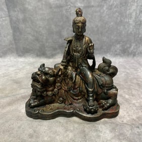 A FINE BRONZE MANJUSHRI BODHISATTVA STATUE
