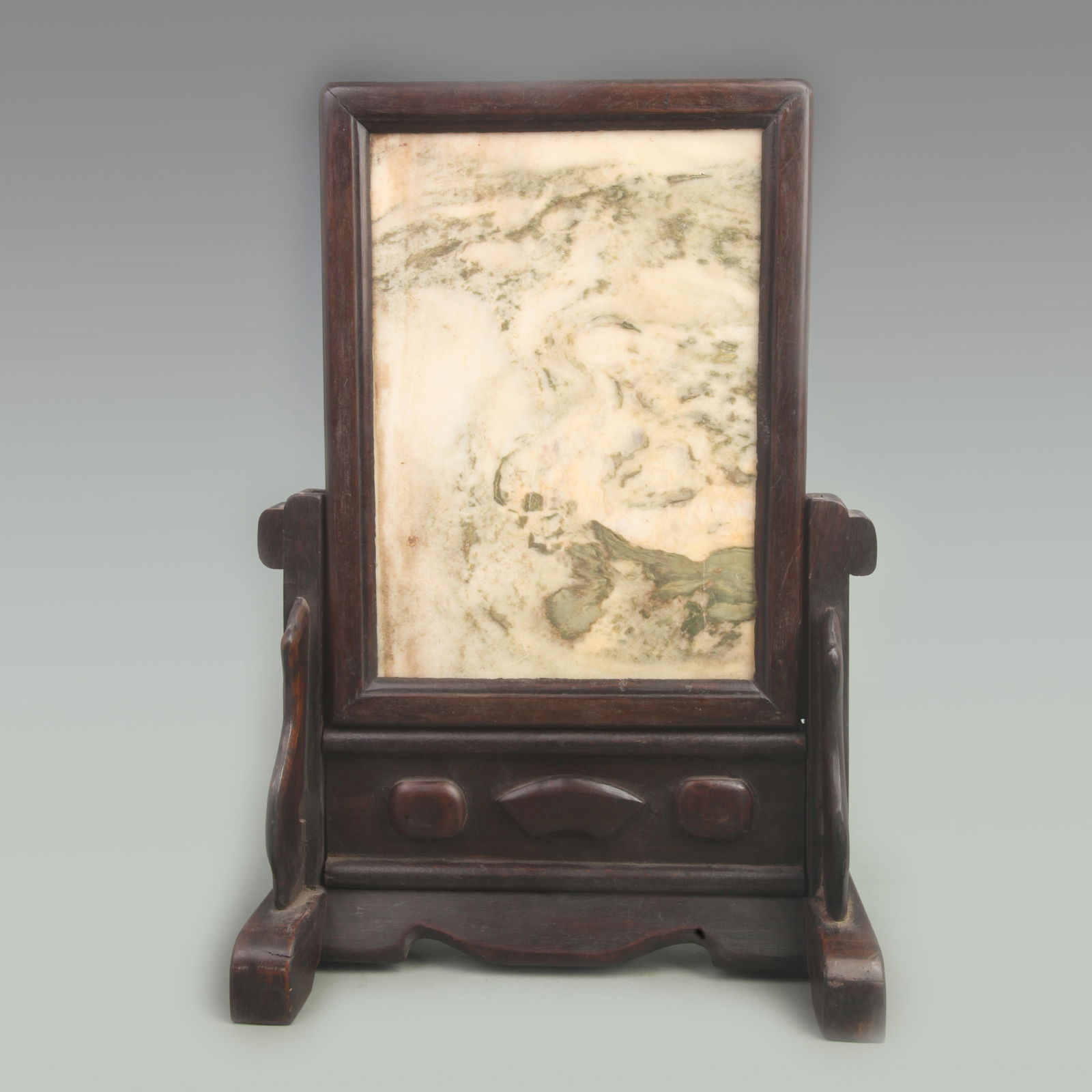 ANTIQUE MAHOGANY TABLE SCREEN WITH MARBLE INLAID (1 of 5)