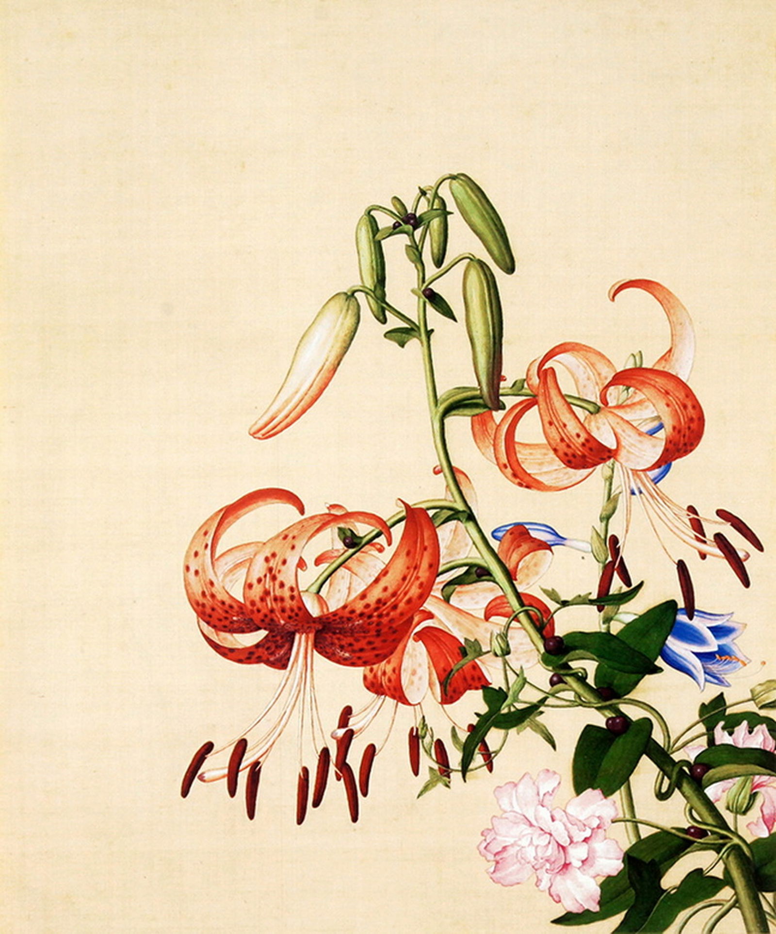 A COPY OF CHINESE PAINTING ON SILK: Contemporary; High: 11.00 inch; Width: 13.25 inch;