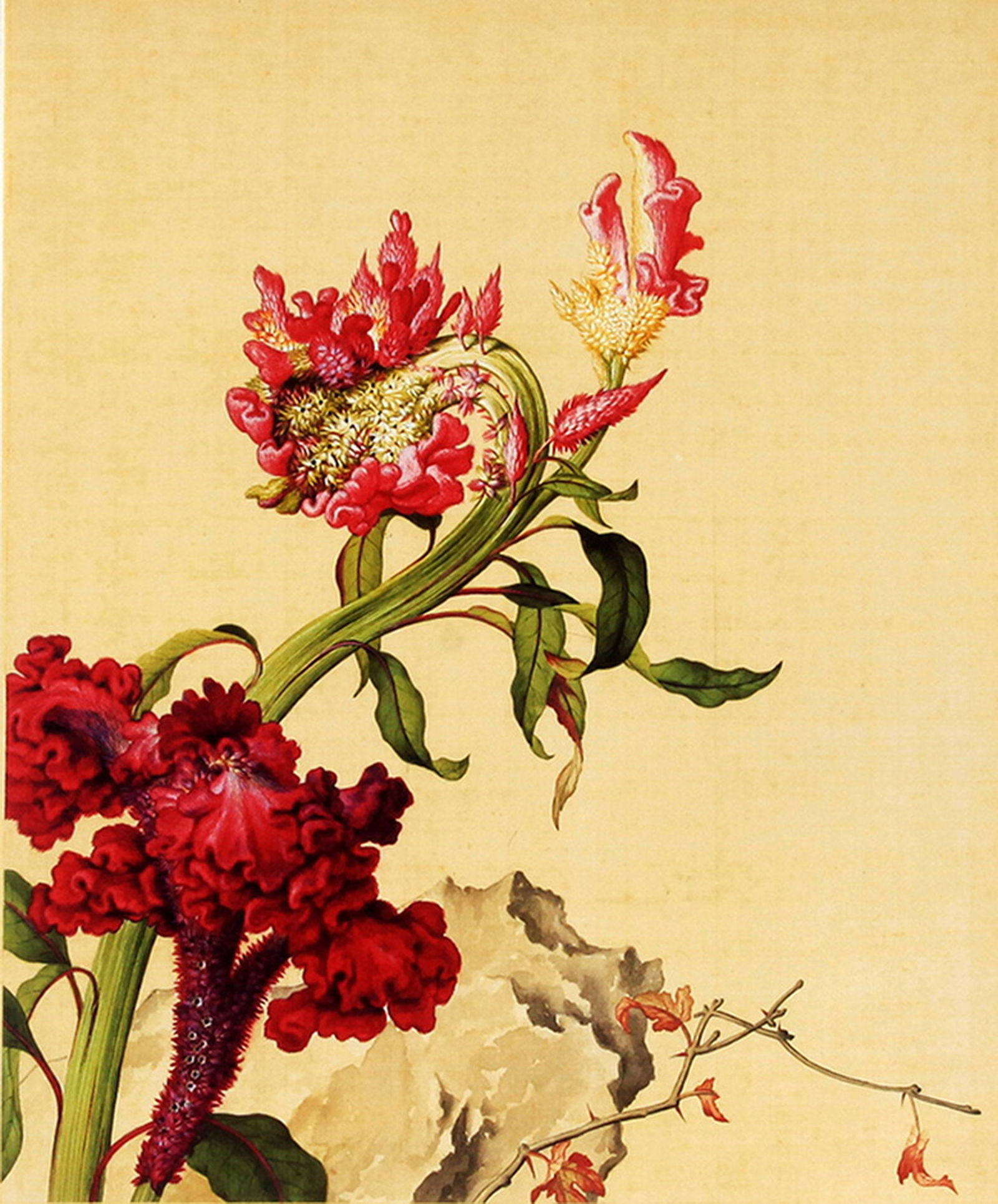 A COPY OF CHINESE PAINTING ON SILK: Contemporary; High: 11.00 inch; Width: 13.25 inch;