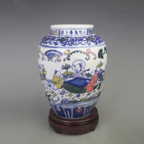 FAMILLE VERTE COLOR CHARACTER PATTERN PORCELAIN JAR