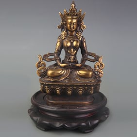 A FINE BRONZE MADE LONGEVITY BUDDHA STATUE