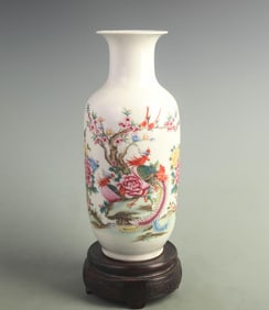 CLOISONNE GLAZED PHOENIX PATTERN WINTER MELON STYLE PORCELAIN VASE