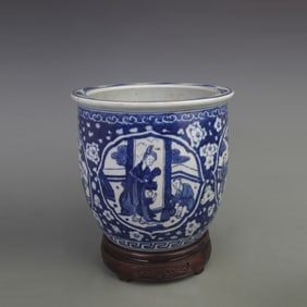 BLUE AND WHITE CHARACTER PATTERN PORCELAIN VASE