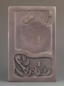 A FINE BAMBOO CARVING STONE INKSTONE