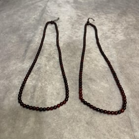 PAIR OF OLD GARNET BEAD NECKLACE