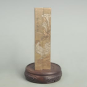 PAIR OF BRONZE WITH SILVER INLAY PAPER WEIGHT