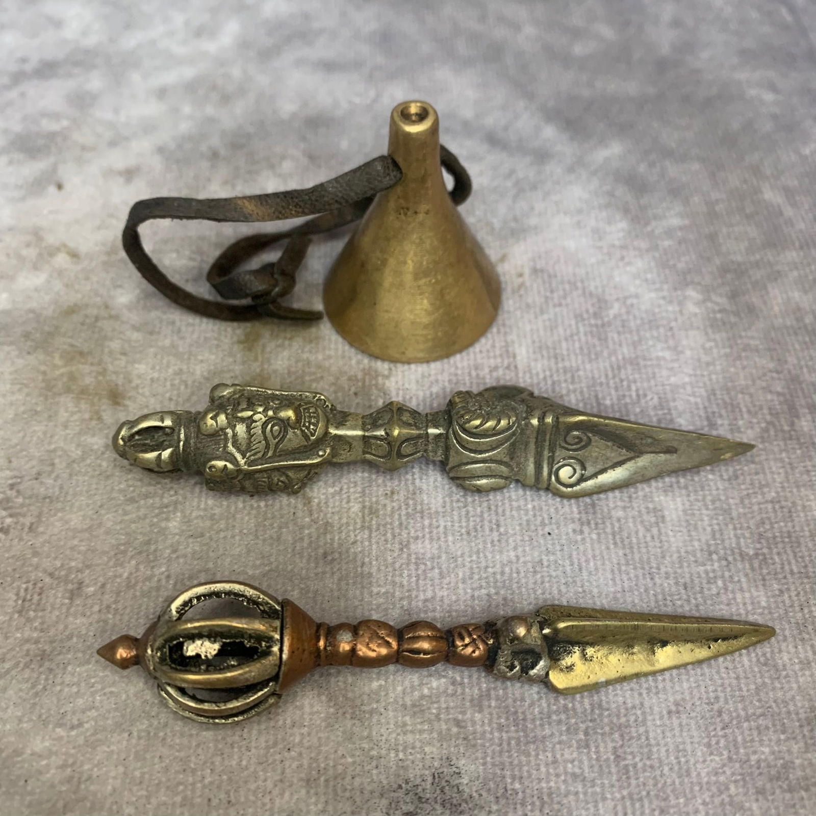 SET OF TIBETAN BUDDHISM RITUAL INSTRUMENTS: Qing Dynasty; High: 3.6 inch; High: 3.4 inch; High: 1.5 inch;