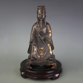 A FINE BRONZE CIVIL OFFICIAL WEALTH GOD STATUE