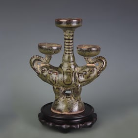 CELADON ELEPHANT NOSE STYLE PORCELAIN CANDLESTICK