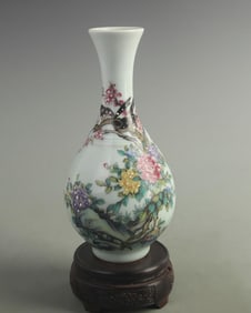 CLOISONNÉ SPRING GARDEN PATTERN PORCELAIN VASE