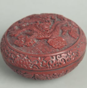 CARVED LACQUER PAINT MADE LOTUS AND DRAGON PATTERN INCENSE BOX