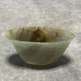 HETIAN GREENISH-WHITE JADE MAGNOLIA CUP