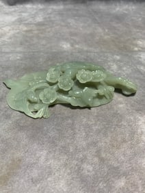 HETIAN GREENISH-WHITE JADE ORNAMENT OF AUSPICIOUS BIRD AND PLUM BLOSSOM