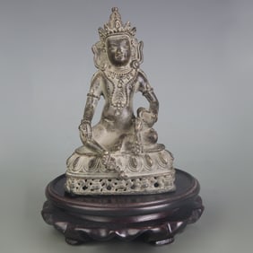 SMALL BRONZE YELLOW JAMBHALA STATUE