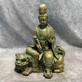 GILT BRONZE MANJUSHRI BODHISATTVA STATUE