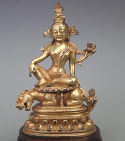 A FINE BRONZE MANJUSRI BUDDHA STATUE