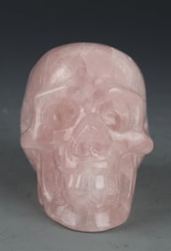 NATURAL PINK QUARTZ CARVED SKULL