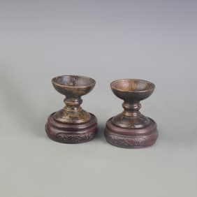 PAIR OF BRONZE CANDLE HOLDERS