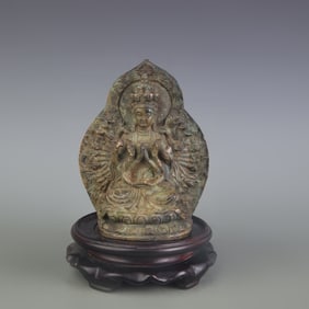 A FINE BRONZE THOUSAND ARMED GUANYIN BUDDHA STATUE