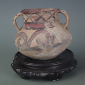 YANGSHAO CULTURE PAINTED DOUBLE-EARED POTTERY JAR