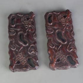 PAIR OF HUANGHUALI WOOD INCENSE BURNER STAND