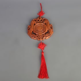 PEACHWOOD CARVING MADE DOUBLE-DRAGON HOME DECORATION