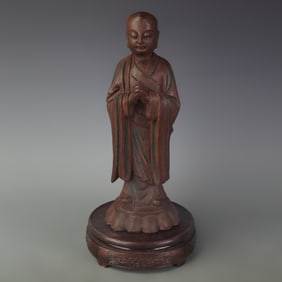 A FINE ROSEWOOD BUDDHA STATUE