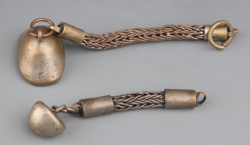 TWO OLD BRONZE CHINESE PENDANT