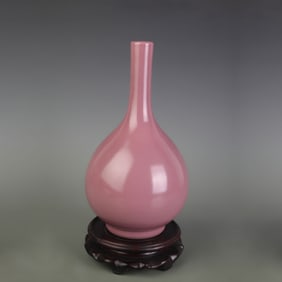 PINK GLAZED LONG NECK PORCELAIN VASE